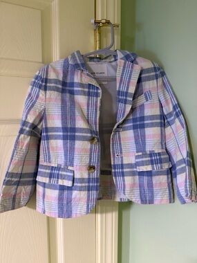 Janie and Jack Pastel Plaid Blazer in Blue, Pink & Yellow